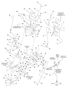 Handles And Controls Group Diagram and Parts List for 1695070-966D 2006 Briggs and Stratton Snow Blower